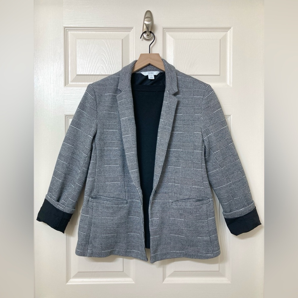 Old Navy Women’s Glen Plaid Knit Blazer Jacket Medium Heritage Poetcore Academia - Picture 10 of 10